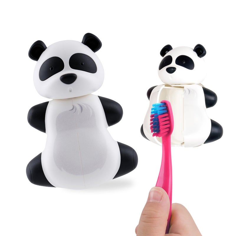 Flipper Fun Animal Panda Toothbrush Cover Kids Toothbrush Holder with Cover Toothbrush Holders for Bathrooms Suction Cup Toothbrush Holder