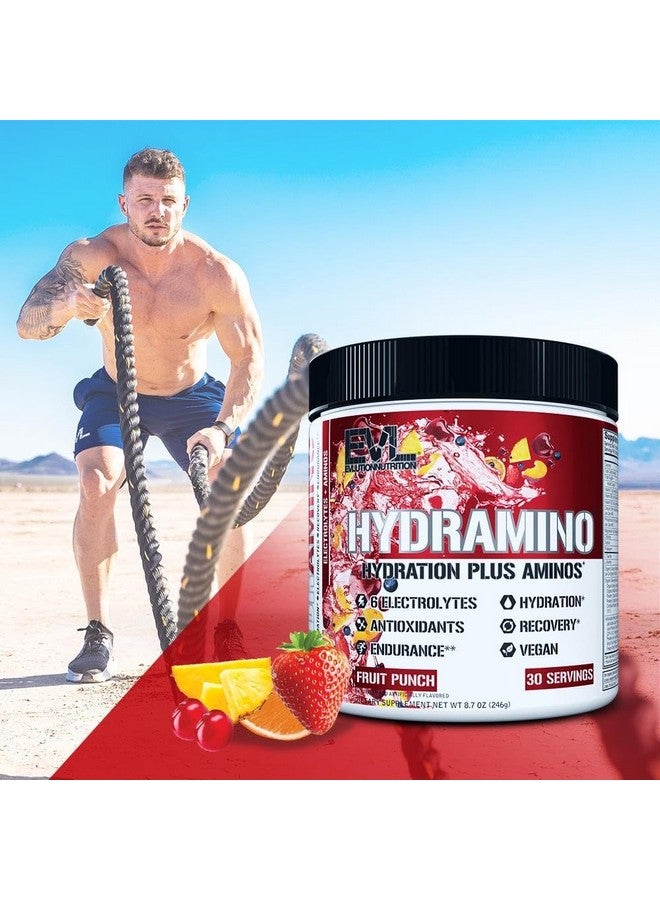 Evlution Nutrition HYDRAMINO Complete Hydration Multiplier, All 6 Electrolytes, Vitamin C & B, Fluid Boosting Aminos, Coconut Water, Endurance, Recovery, Antioxidants, 30 Serve, Fruit Punch - Image 2