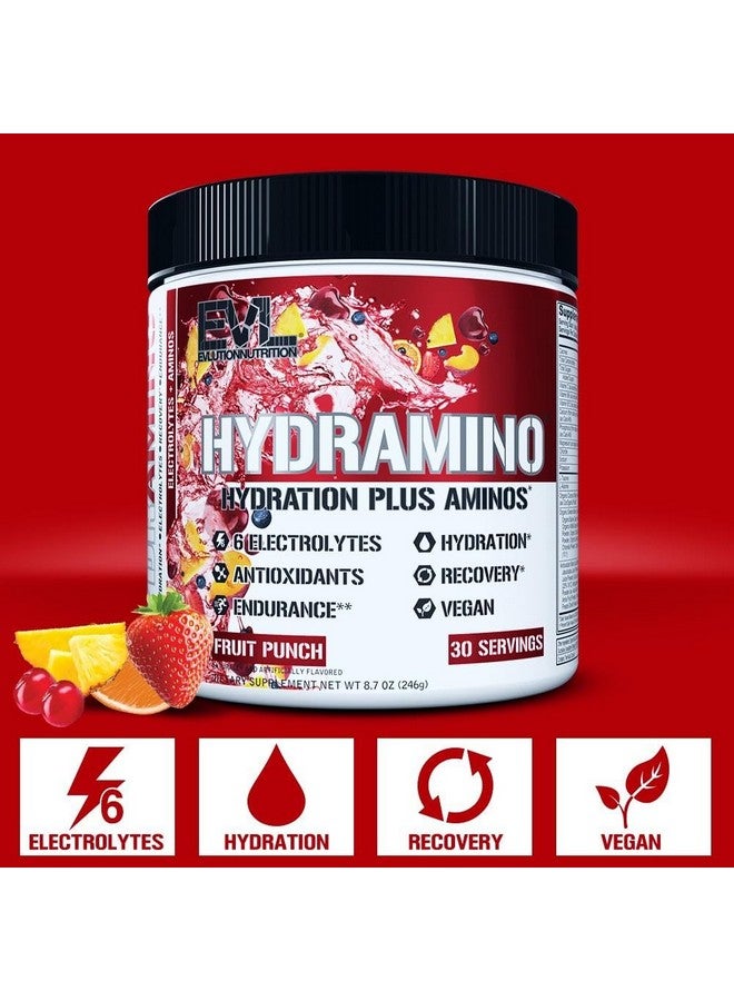 Evlution Nutrition HYDRAMINO Complete Hydration Multiplier, All 6 Electrolytes, Vitamin C & B, Fluid Boosting Aminos, Coconut Water, Endurance, Recovery, Antioxidants, 30 Serve, Fruit Punch - Image 3