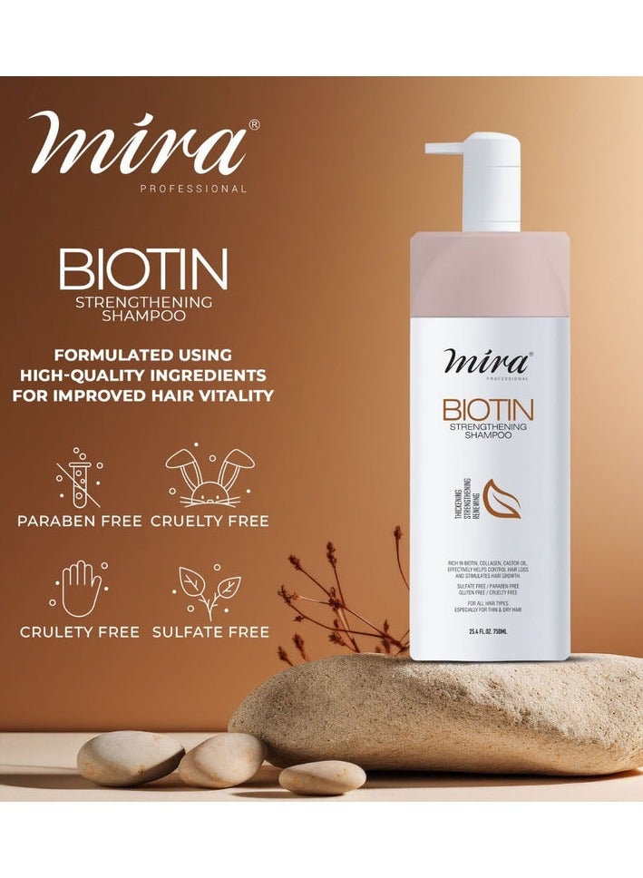 ميرا شامبو ميرا بيوتين المقوي 750 مل، تركيبة لطيفة، غنية بالبيوتين والكولاجين وزيت الخروع. - Image 3
