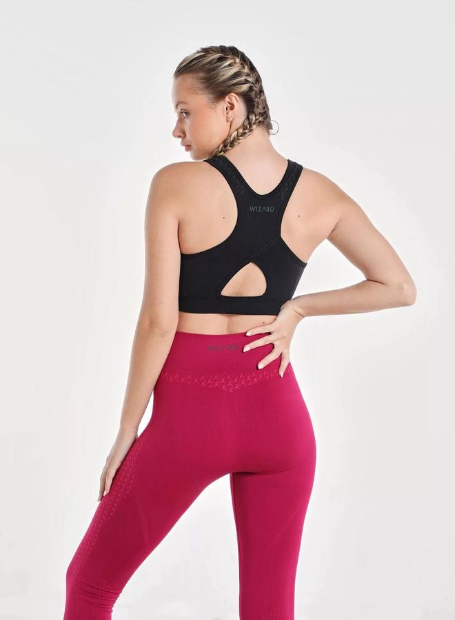 Wizard Women Black Textured Racerback Seamless Support Bra - Image 3