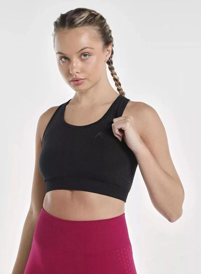 Wizard Women Black Textured Racerback Seamless Support Bra