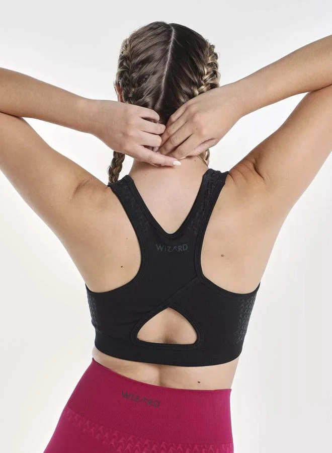 Wizard Women Black Textured Racerback Seamless Support Bra