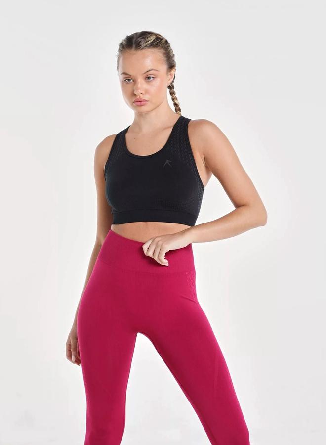 Wizard Women Black Textured Racerback Seamless Support Bra - Image 5