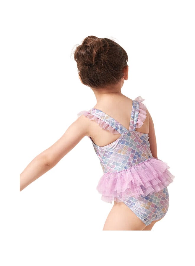 Yizi Children'S Swimsuit, One-Piece Swimsuit Dress For Girls, Ezi18G018, Fish Scale Print, 110Cm - Image 1