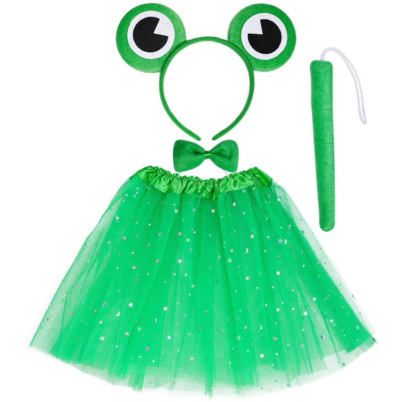 Dxhycc Frog Costume Tutu Set Animal Fancy Dress Costume Kit Frog Ear Headband Bow Tie Tail for Halloween Cosplay Party Dress Up
