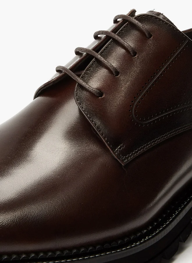DUCHINI Men's Solid Lace-Up Derby Shoes