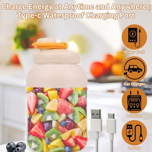 CPENSUS Portable blender for smoothie and juices sipper with carry lid & straw juicer maker for home 80W 1000ML Fruit orange milk shake For home office gym travel Rechargeable - Image 3
