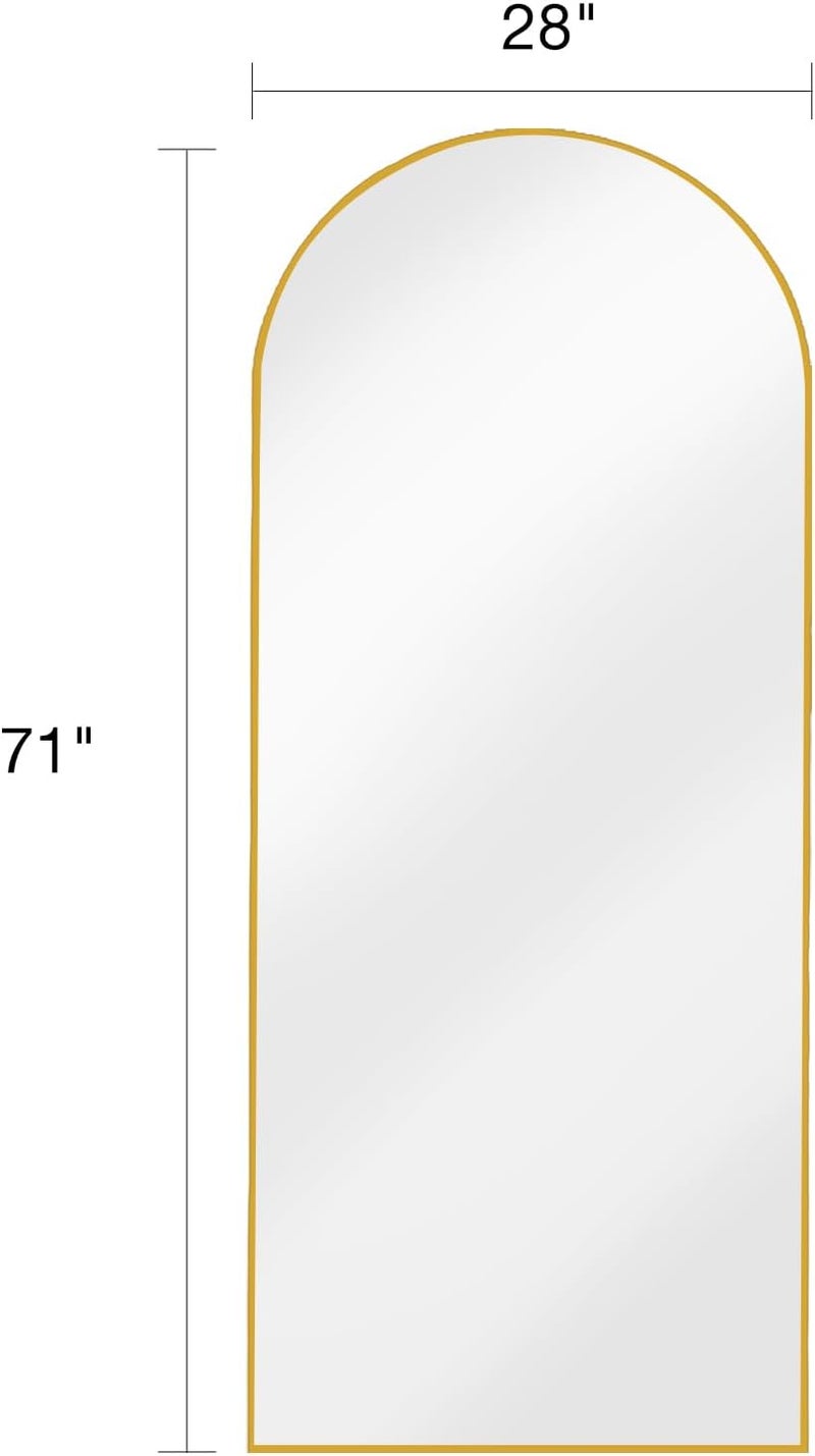 ITSRG Floor Mirror, Full Length Mirror with Stand, Arched Wall Mirror, 27"x71"Mirror Full Length, Gold Floor Mirror Freestanding, Wall Mounted Mirror for Bedroom Living Room, Gold - Image 4