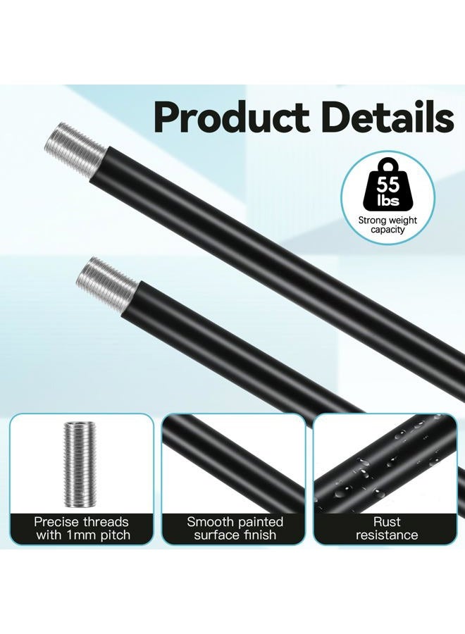 Haligate Matte Black M10 Threaded Extension Rod for Pendant Light, Island Lighting, Chandeliers,Lighting Fixture downrods & Stems,12 Inches - Image 5