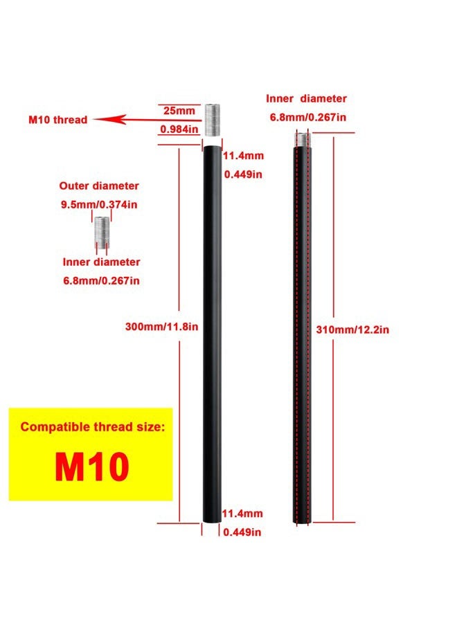 Haligate Matte Black M10 Threaded Extension Rod for Pendant Light, Island Lighting, Chandeliers,Lighting Fixture downrods & Stems,12 Inches - Image 2