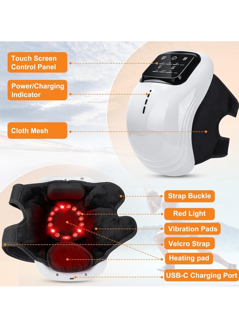 JAJEEK مدلك ركبة محمول مع حرارة وعلاج بالضوء الأحمر | مدلك ركبة بدون سلك للاسترخاء من العضلات المشدودة، وتقليل تصلب المفاصل والانزعاج | ميزات محسّنة للضوء والتدليك (أسود) - Image 2