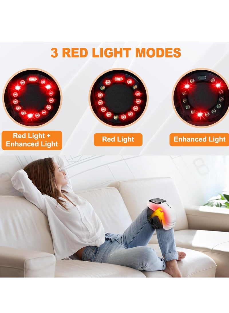 JAJEEK مدلك ركبة محمول مع حرارة وعلاج بالضوء الأحمر | مدلك ركبة بدون سلك للاسترخاء من العضلات المشدودة، وتقليل تصلب المفاصل والانزعاج | ميزات محسّنة للضوء والتدليك (أسود) - Image 3