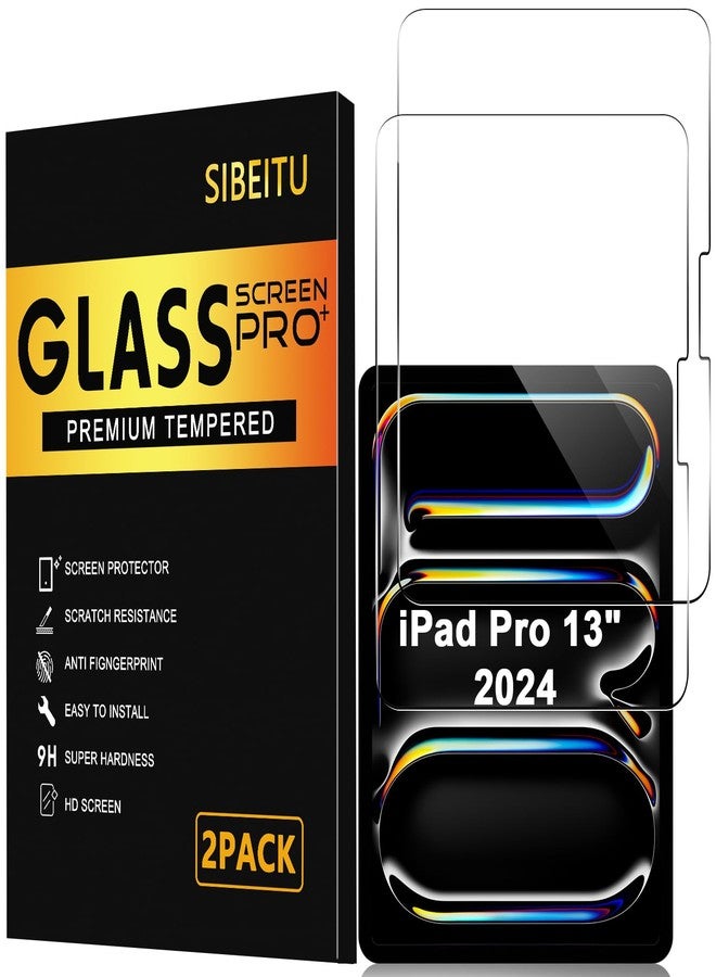 SIBEITU واقي شاشة SIBEITU (عبوة من قطعتين) لجهاز iPad Pro مقاس 13 بوصة، إصدار 2024، طراز M4 (الجيل السابع)، شفاف عالي الوضوح ومقاوم للخدوش، متوافق مع حافظات الأجهزة وقلم Apple Pencil، حساس للمس - Image 1