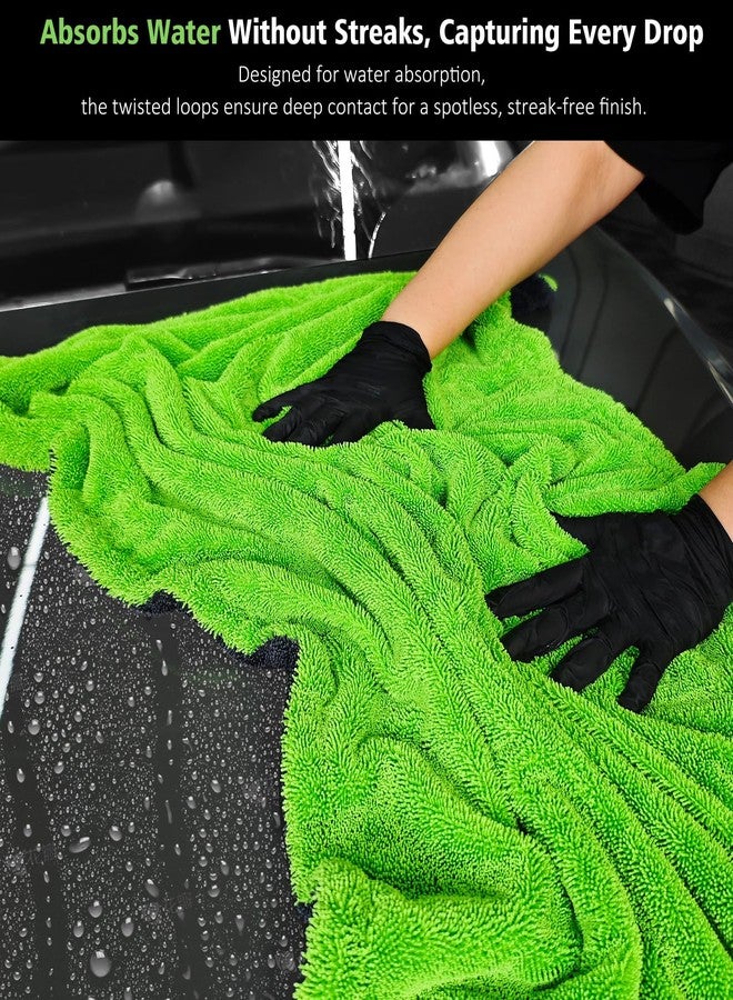 YeewayVeh 70CM x 90CM Car Drying Towel Extra Large, 1400 GSM Double Sided High Absorbent Car Wash Drying Towels, No Scratches or Streaks, Quick Dry Microfiber Towels Drying for Cars Truck SUV, Green - Image 3