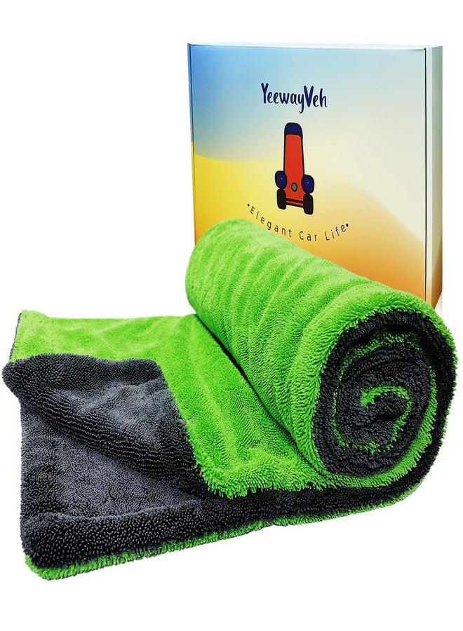 YeewayVeh 70CM x 90CM Car Drying Towel Extra Large, 1400 GSM Double Sided High Absorbent Car Wash Drying Towels, No Scratches or Streaks, Quick Dry Microfiber Towels Drying for Cars Truck SUV, Green - Image 1