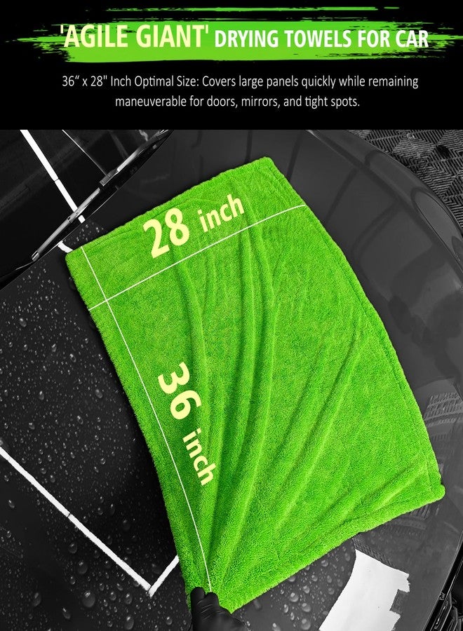 YeewayVeh 70CM x 90CM Car Drying Towel Extra Large, 1400 GSM Double Sided High Absorbent Car Wash Drying Towels, No Scratches or Streaks, Quick Dry Microfiber Towels Drying for Cars Truck SUV, Green - Image 2