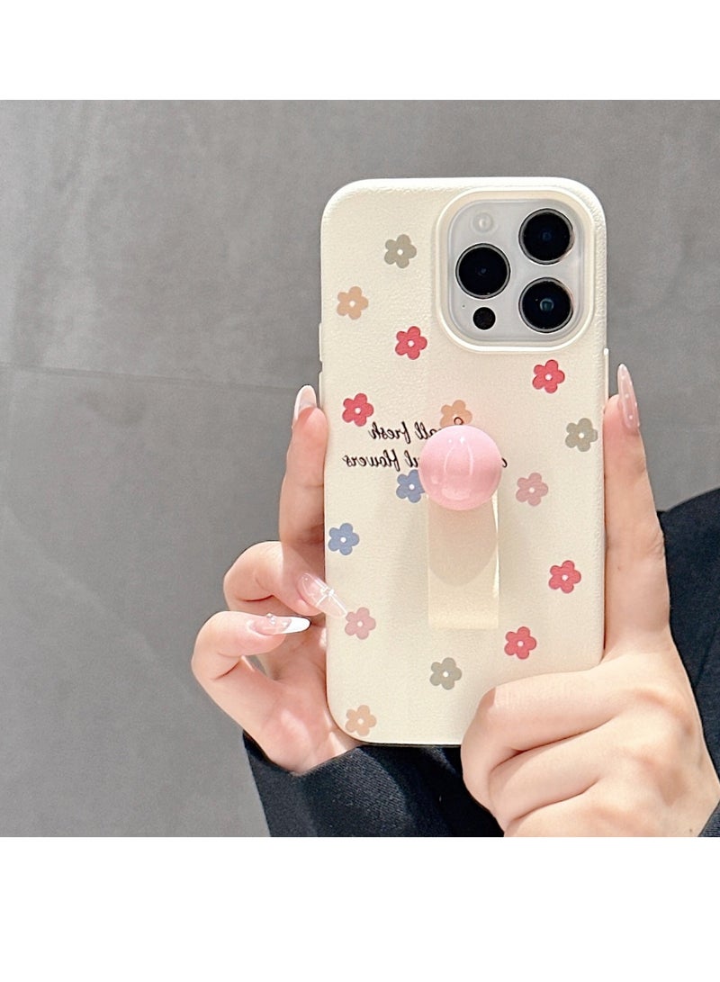 NIBEMINENT Polka Dot Heart Flower Protective TPU Case Cover For iPhone 15 Pro Max, Flower With A Ring