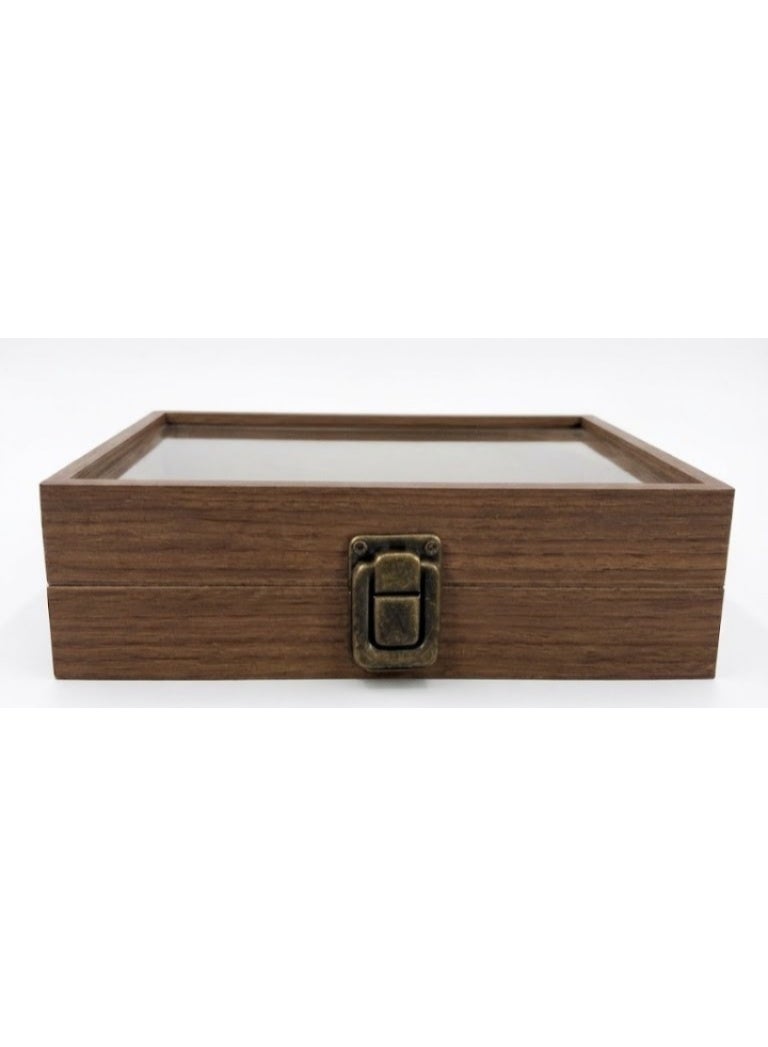 Wooden jewelry organizer box for rings, bracelets and brooches with glass lid - Image 2