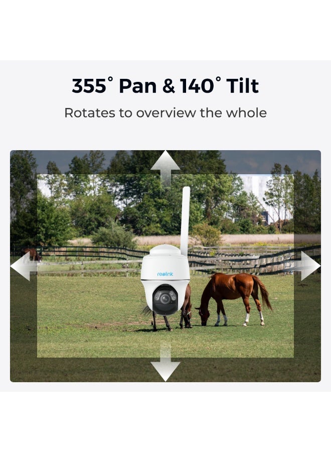 ريولينك كاميرا أمان لاسلكية Reolink Go PT Plus 2K+ 5MP 4G LTE مع لوحة شمسية، دوران 355° وإمالة 140°، رؤية ليلية ملونة، كشف ذكي للأشخاص/المركبات/الحيوانات، تعمل بالبطارية، مقاومة للعوامل الجوية IP64 - Image 3