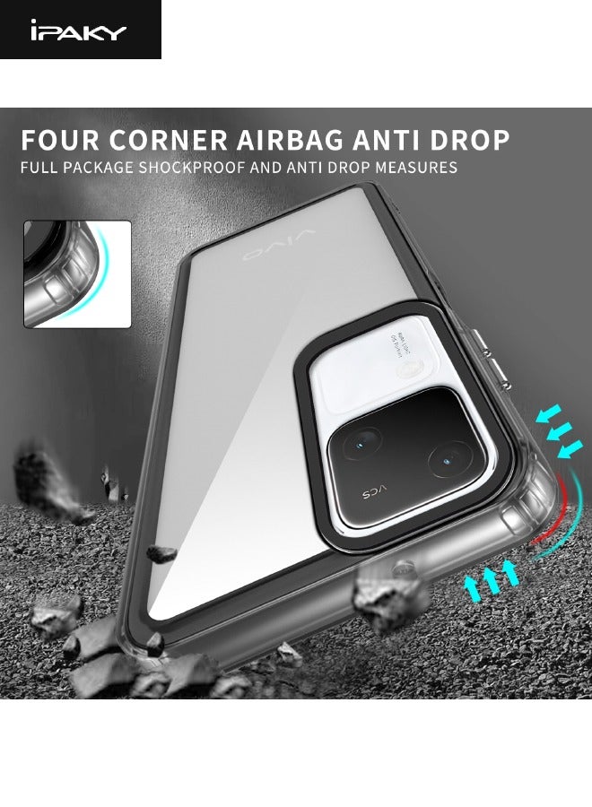 IPAKY VIVO V30 5G Cover, Clear Acrylic Hard Back Panel + Black TPU Soft Frame Case Cover, Anti Drop, Anti Slip, Shockproof, Non-Stick Fingerprint Protective Case for VIVO V30 5G, Clear/Black  - Image 2