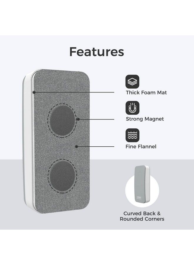 Loukin 4 Pack Magnetic Dry Erase Eraser Whiteboard Eraser Glass Board Eraser(Gray*2 White*2) Free 3.4 Oz Whiteboard Cleaner * 2 Included For Classroom Home And Office Use - Image 4