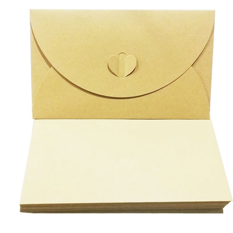 100 Pcs Vintage Kraft Paper Envelope Blank Business Heart Clasp Holder Paper Envelopes for Multipurpose Postcard Storage DIY Supplies (10x17.5cm) - Image 2