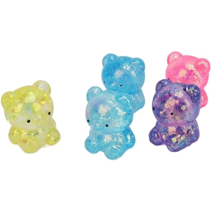 Sorandy 5Pcs Bear Stress Ball Soft Slow Rebound Stretchy Dough Balls for Anxiety Relief, Cute Stress Toy for Kids Adults, Premium TPR Material in Mixed Colors - Image 3