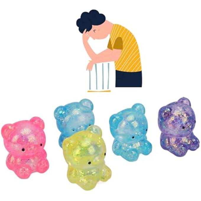 Sorandy 5Pcs Bear Stress Ball Soft Slow Rebound Stretchy Dough Balls for Anxiety Relief, Cute Stress Toy for Kids Adults, Premium TPR Material in Mixed Colors - Image 4