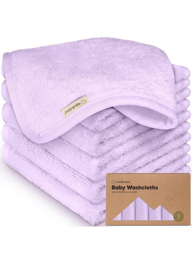 KeaBabies - 6-Pack Organic Baby Washcloths - Soft Bamboo Washcloth, Baby Wash Cloths, Baby Wash Cloth for Newborn, Kids, Baby Towels, Baby Bath Essentials, Face Towel, Face Cloths for Washing Face (Soft Lilac) - Image 1