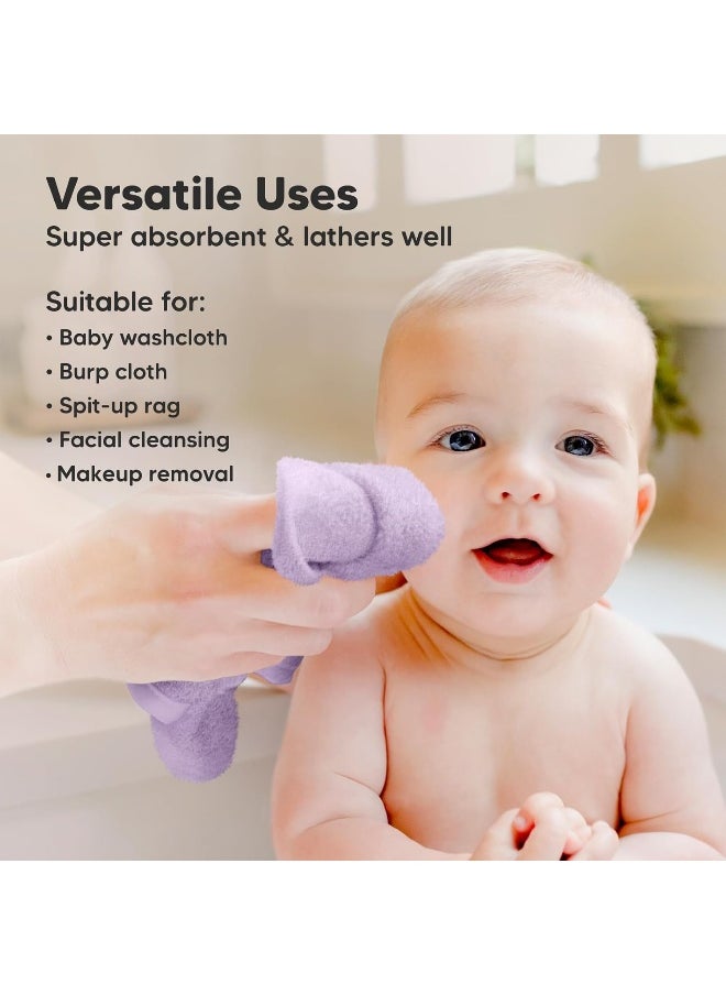 KeaBabies - 6-Pack Organic Baby Washcloths - Soft Bamboo Washcloth, Baby Wash Cloths, Baby Wash Cloth for Newborn, Kids, Baby Towels, Baby Bath Essentials, Face Towel, Face Cloths for Washing Face (Soft Lilac) - Image 1