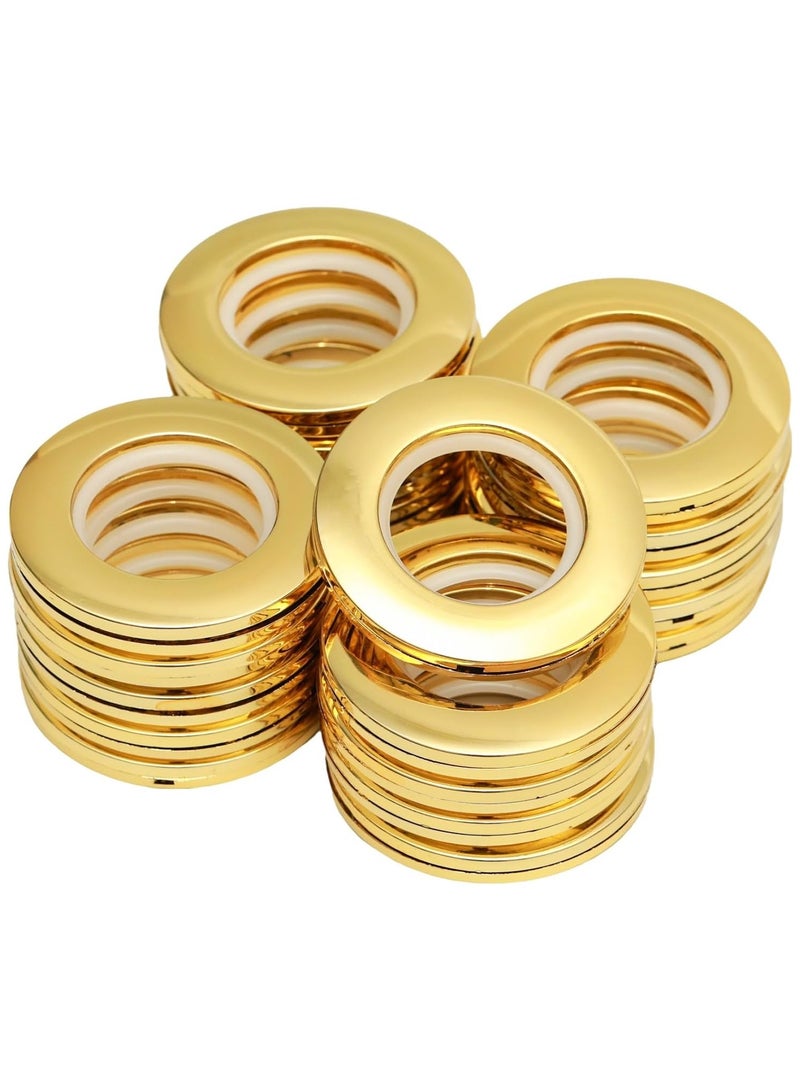 AL WADI FURNITURE AWF Al Wadi Furniture Pack of 50 Golden Curtain Grommets Round Plastic Curtain Eyelet Rings with nano-scale silencer ring, DIY Rings for Window Curtain, Shower Curtain, Locker Room Door Curtain  - Image 1