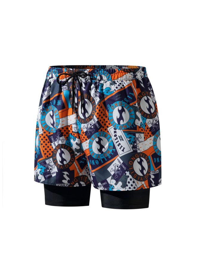 Generic Swimming Trunks Men's Adult Professional Quick-drying Swimming Trunks Fashion Boxer Loose High Elastic Swimsuit Equipment Men's Suit-Color:A909-Size:4XL (recommended 150-175)  - Image 1