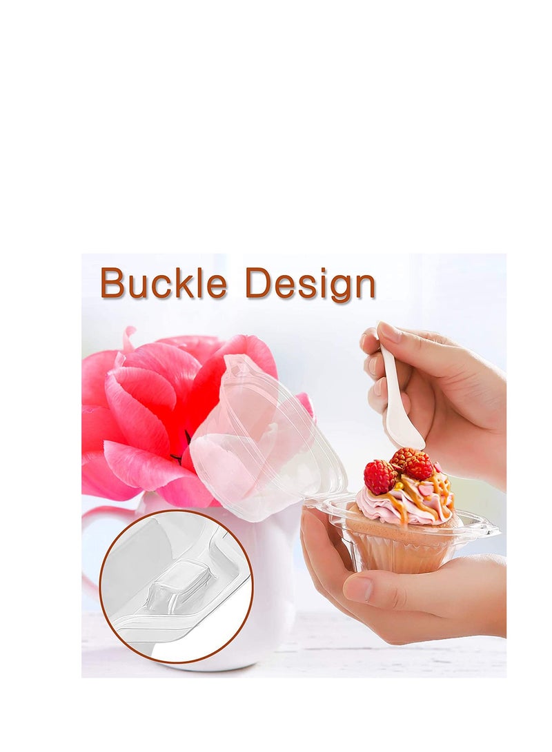 Excefore Individual Cupcake Container, 50 PCS Disposable Clear Plastic Cupcake Boxes with Deep Dome Lids, Muffin Salad Dessert Hamburgers Fruit Cupcake Carriers - Image 5