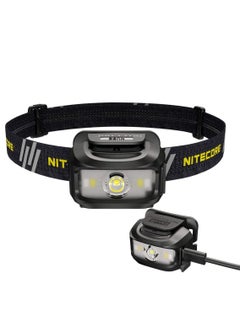 NITECORE NU35 Rechargeable LED Head Torch - Dual Power Source - 460 Lumens - Red Light, Built-in 590mAh Li-ion battery and compatible with 3 x AAA batteries (Black)