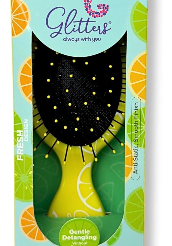 Glitters Lemon Zest Detangler Hairbrush - Gentle Detangling with Anti-Static Scratch Finish - Image 1