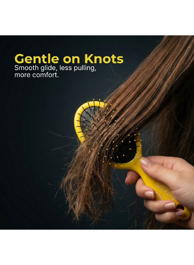 Glitters Lemon Zest Detangler Hairbrush - Gentle Detangling with Anti-Static Scratch Finish - Image 3