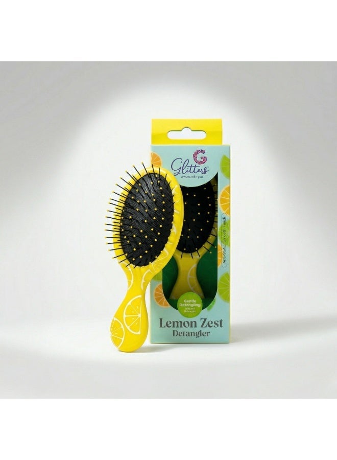 Glitters Lemon Zest Detangler Hairbrush - Gentle Detangling with Anti-Static Scratch Finish - Image 4