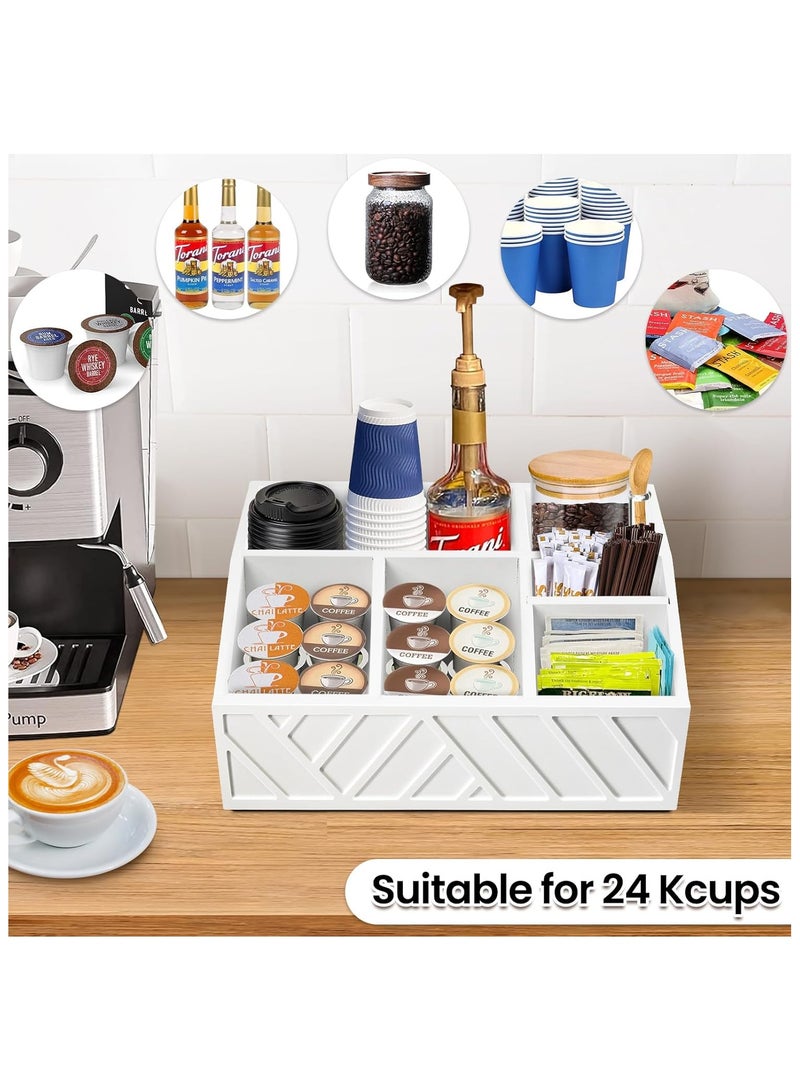 منظم محطة قهوة على المنضدة، سلة تخزين حاملة كبسولات قهوة خشبية، منظم تخزين توابل القهوة والشاي (أسود) - Image 2