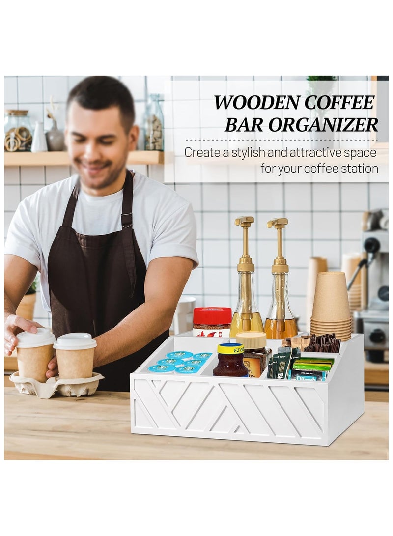 منظم محطة قهوة على المنضدة، سلة تخزين حاملة كبسولات قهوة خشبية، منظم تخزين توابل القهوة والشاي (أسود) - Image 4