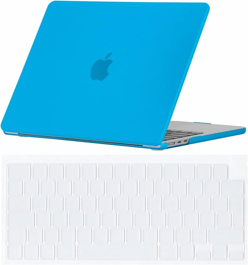 سيفن لاين متوافق مع حافظة MacBook Air M4 M3 M2 2025 2024 2023 مقاس 15 بوصة غطاء صلب للكمبيوتر المحمول لـ Mac Air 15.3 بوصة شريحة M4 M3 M2 موديل A2941/A3114/A3241 وغطاء واقي للوحة المفاتيح، أزرق أكوا - Image 1