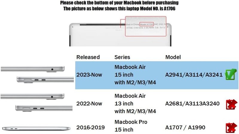 سيفن لاين متوافق مع حافظة MacBook Air M4 M3 M2 2025 2024 2023 مقاس 15 بوصة غطاء صلب للكمبيوتر المحمول لـ Mac Air 15.3 بوصة شريحة M4 M3 M2 موديل A2941/A3114/A3241 وغطاء واقي للوحة المفاتيح، أزرق أكوا - Image 2