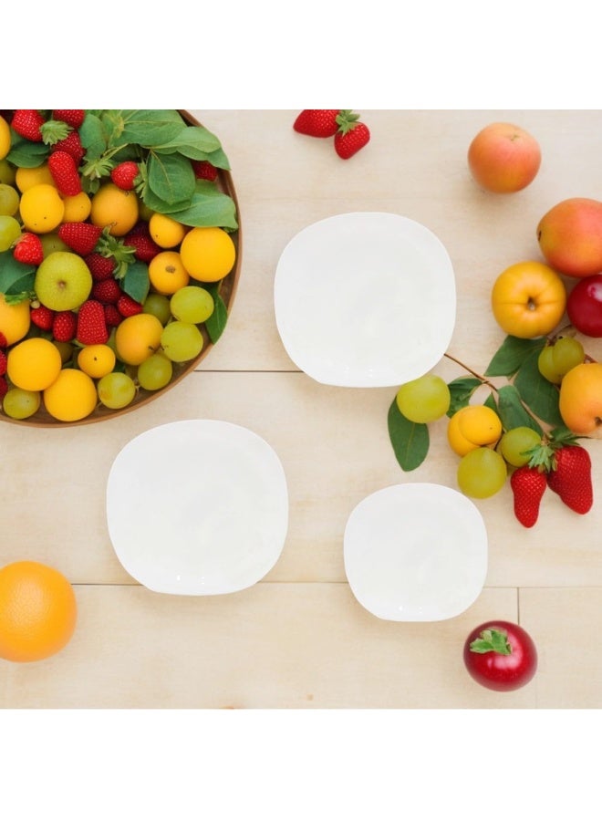 12-Piece Opalware Dinner Set With 4X 29 Cm Dinner Plate, 4X 22 Cm Desert Plate, 4 X 13 Cm Bowl, Serves 4, White