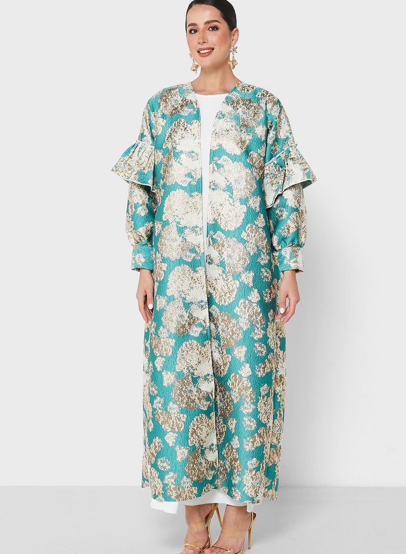 Khizana Floral Print Abaya With Sheila - Image 4