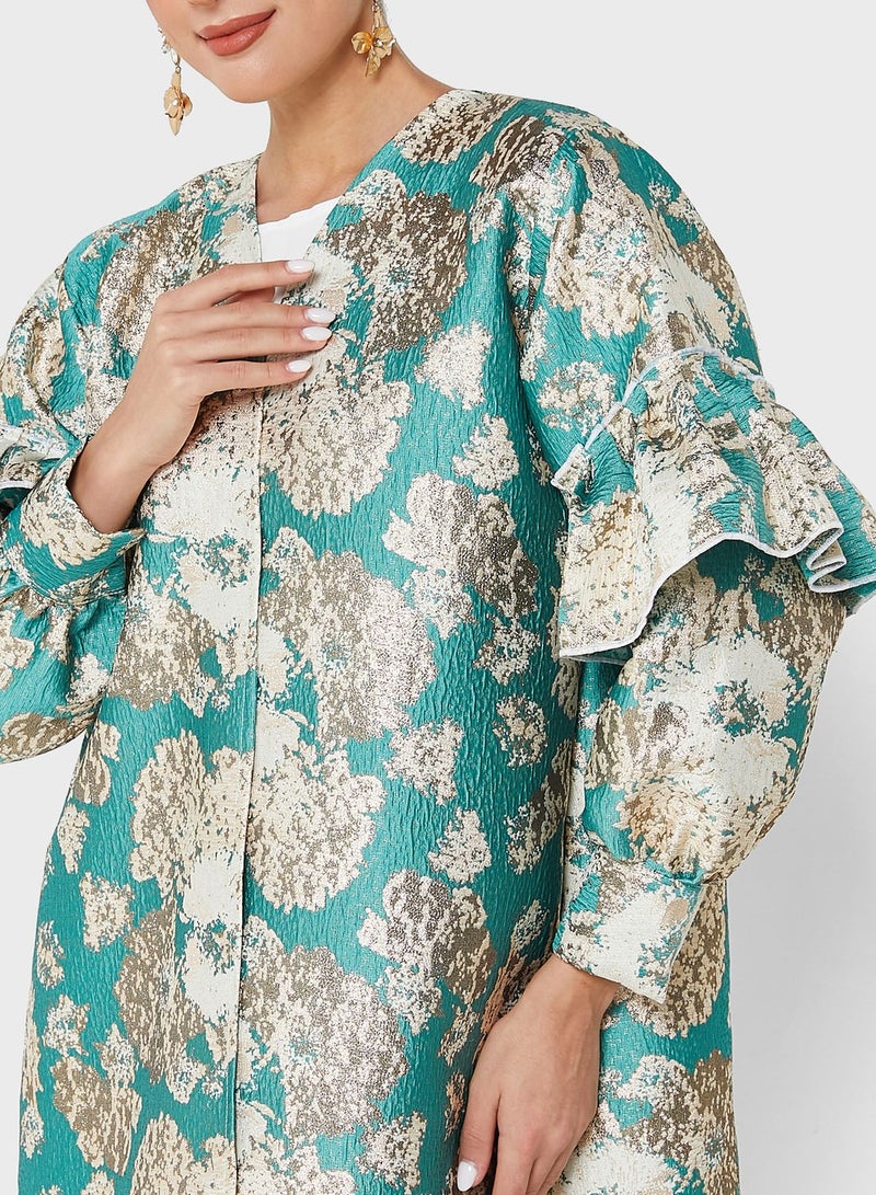 Khizana Floral Print Abaya With Sheila - Image 3