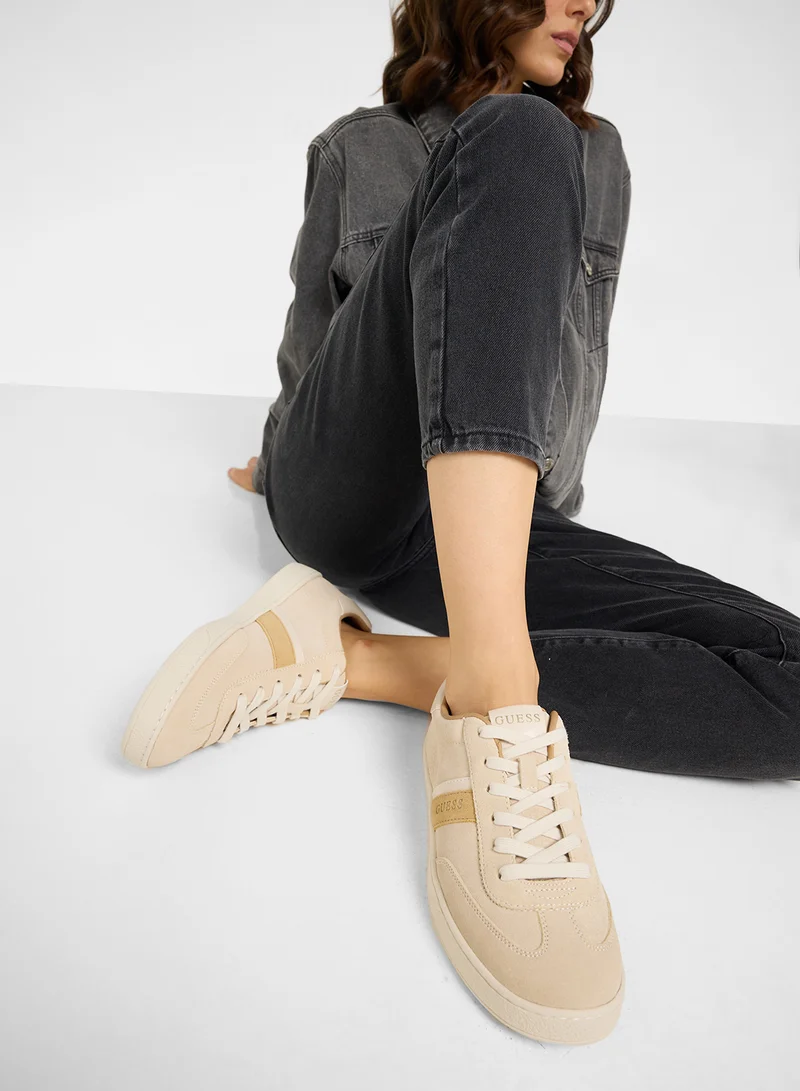 GUESS Logo Detailed Lace Up Low Top Sneakers