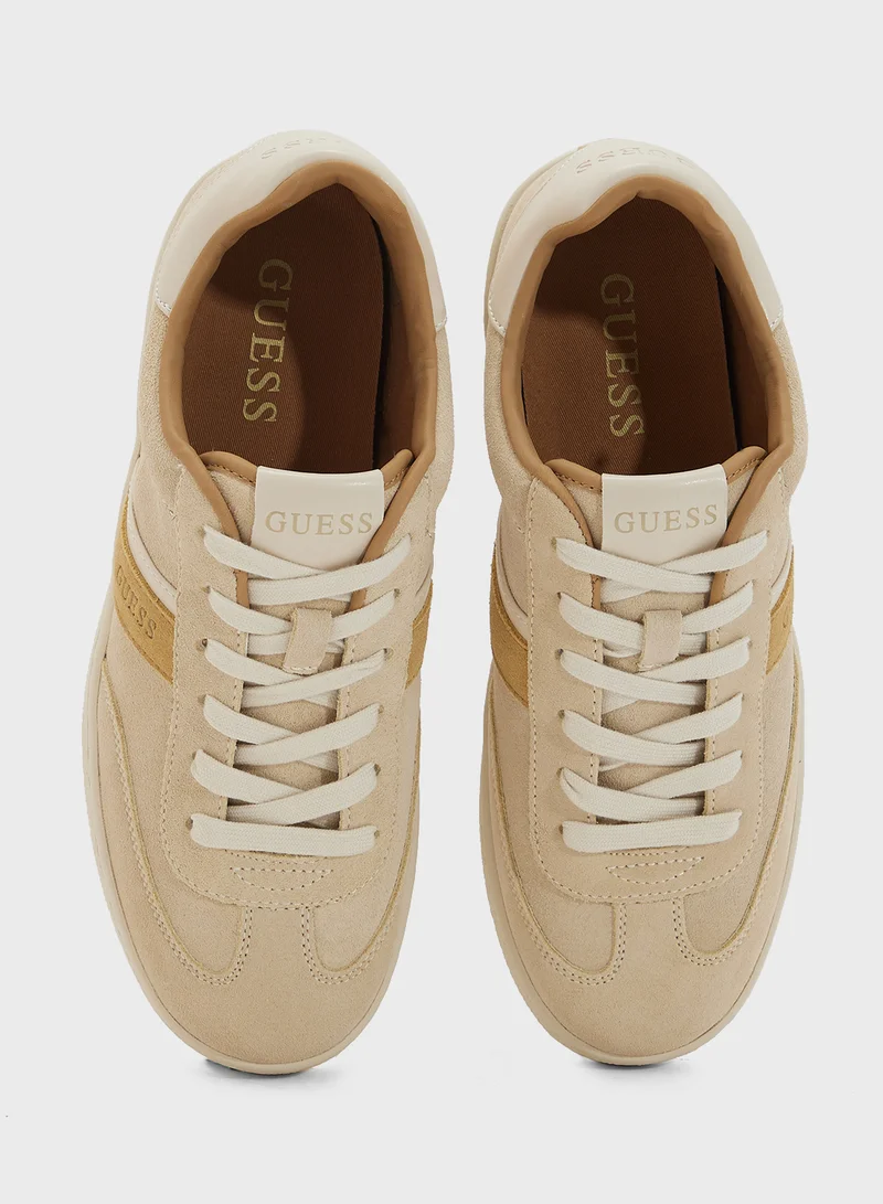 GUESS Logo Detailed Lace Up Low Top Sneakers