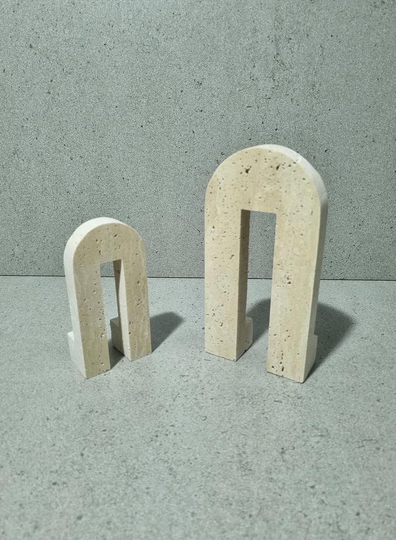 قطعتان زخرفيتان من الحجر الجيري البيج 20x10 سم و 14x7 سم
