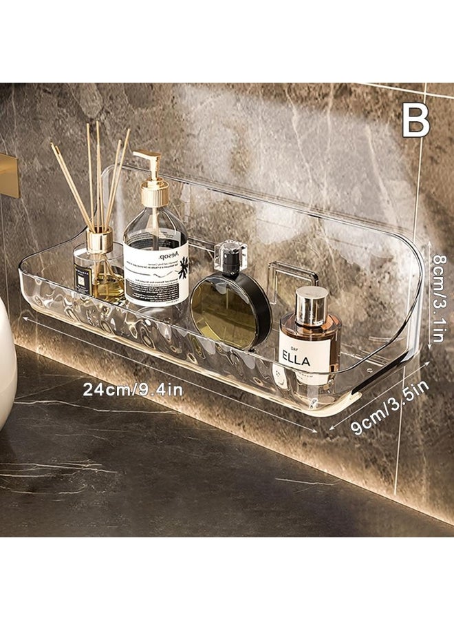Bathroom Transparent Shelf Rack Wall-Mounted Washbasin No-Punch Washroom Wall Mounted Cosmetic Storage Transparent Shelf  - Image 1