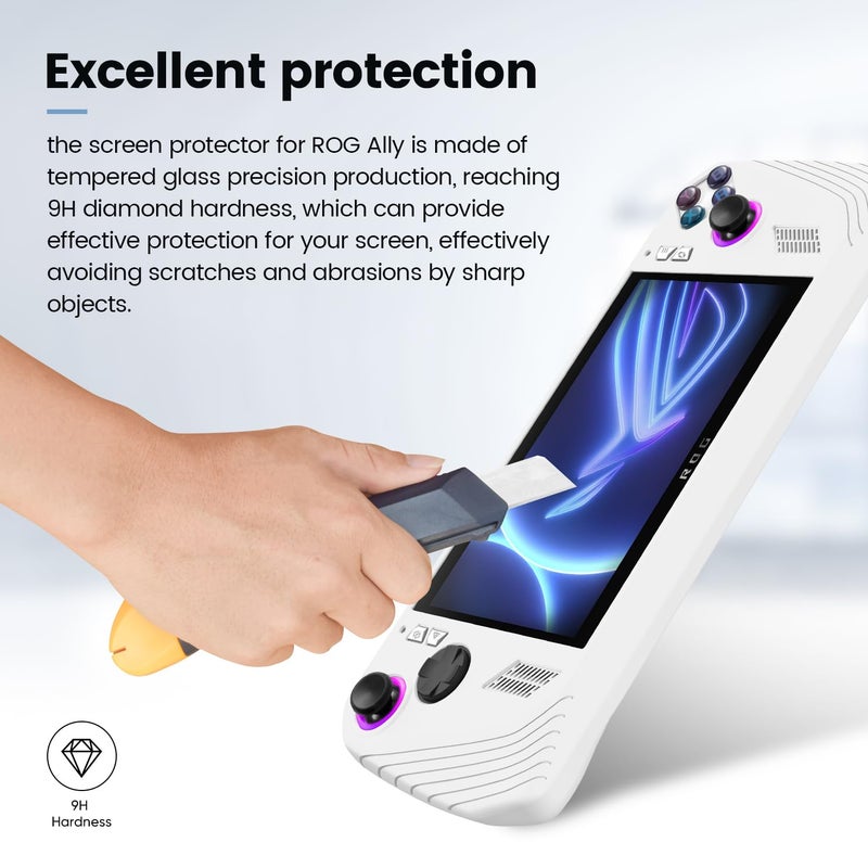 sarlar Screen Protector for ASUS ROG Ally [7 Inch] Display 3 Pack Tempered Glass Film, Ultra HD, 9H Hardness, Scratch Resistant, Case Friendly - Image 5